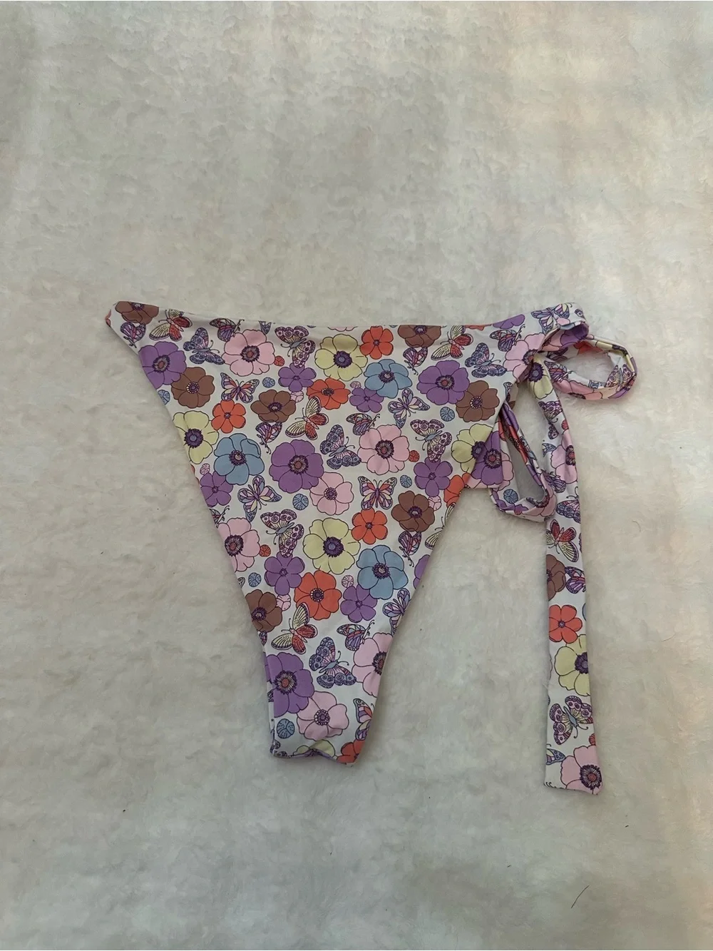 New! Frankie's Bikinis Multicolor Floral Side Tie Bikini Bottom 39118